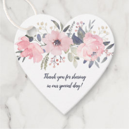 Herzförmige Rosa Blüte auf weißer Hochzeit | Geschenkanhänger