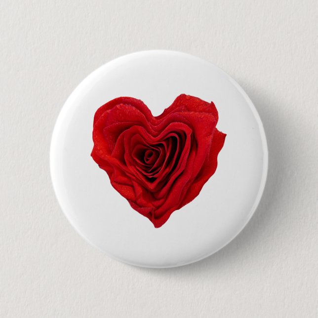 Herzförmige Rote Rose Button (Vorderseite)