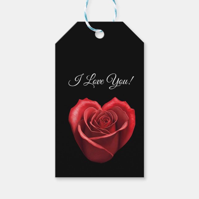 Herzförmige Rote Rose- Geschenkanhänger (Vorderseite)