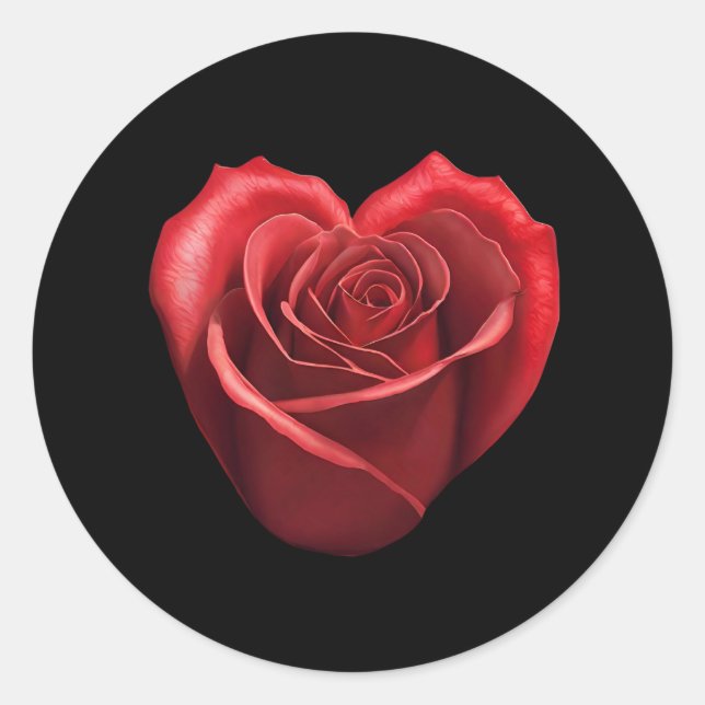 Herzförmige Rote Rose- Runder Aufkleber (Vorderseite)