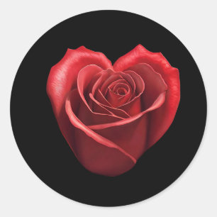 Herzförmige Rote Rose- Runder Aufkleber