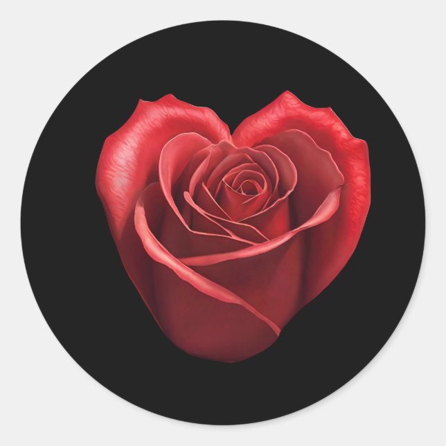 Herzförmige Rote Rose- Runder Aufkleber (Vorderseite)