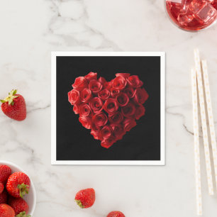 Herzförmige rote Rosen-Hochzeit- Serviette