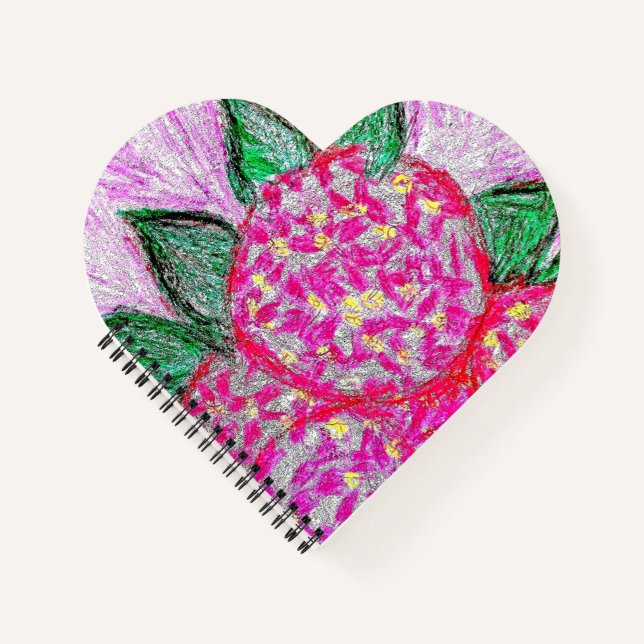 Herzförmige Spiral Bound Notebook Hydrangea Notizbuch (Vorderseite)