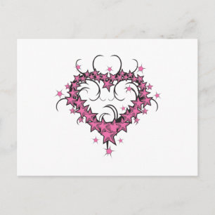 Herzförmige Sterne Tattoodesign Postkarte