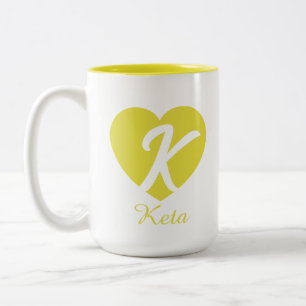 Herzförmige Tasse mit individuellem Monogramm und