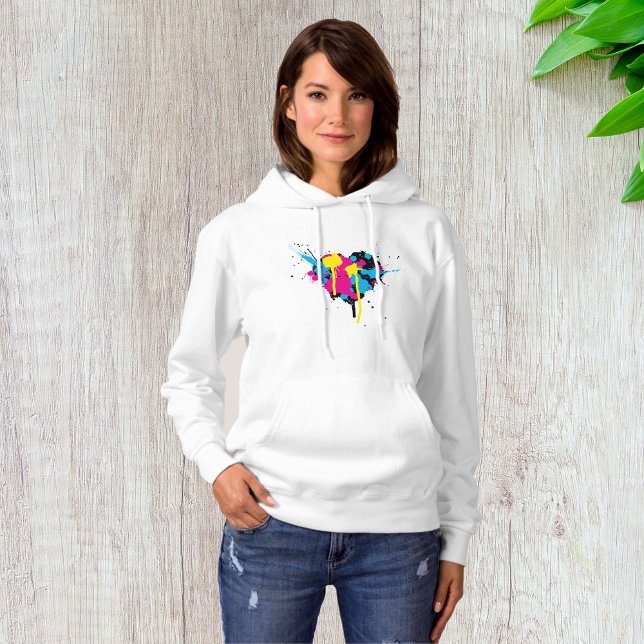 Herzförmige Tinte Spritzer Womens Hoodie (Von Creator hochgeladen)