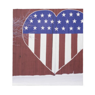 Herzförmige US Flagge Notizblock