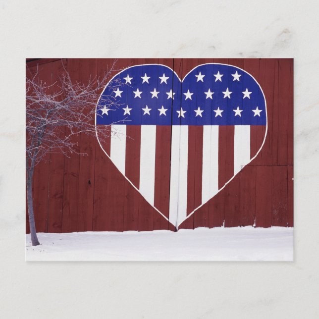 Herzförmige US Flagge Postkarte (Vorderseite)