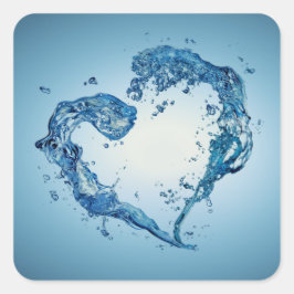 Herzförmige Wasserablagerungen Quadratischer Aufkleber