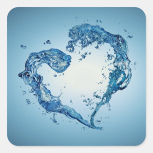 Herzförmige Wasserablagerungen Quadratischer Aufkleber