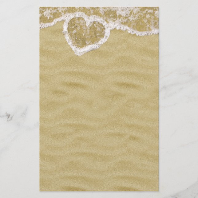 Herzförmige Wasserblasen am Strand Briefpapier (Vorderseite)