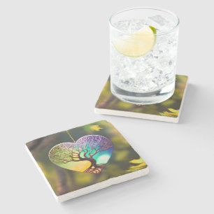 Herzförmiger Baum von Lebensschmuck Steinuntersetzer