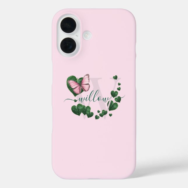 Herzförmiger Blätterstrauß iPhone 16 Hülle (Rückseite)
