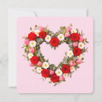 Herzförmiger Blumenkranz Rosen Gänseblümchen Tulpe