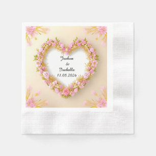 Herzförmiger Blumenrahmen Serviette