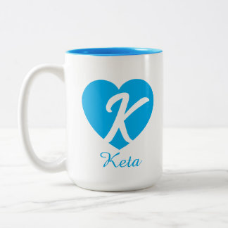 Herzförmiger Kaffeebecher mit individuellem Monogr Zweifarbige Tasse