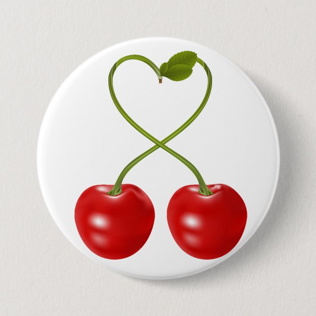 Herzförmiger Kirschenstiel Button (Vorderseite)