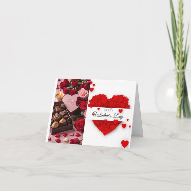 Herzförmiger, valentiner Text. Feiertagskarte (Vorderseite)