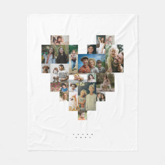 Herzförmiges Foto-Mosaik mit zwanzig Bildern Fleecedecke