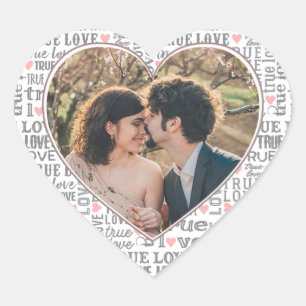 Herzförmiges Foto Wahre Liebe Valentinstag oder Ho Herz-Aufkleber
