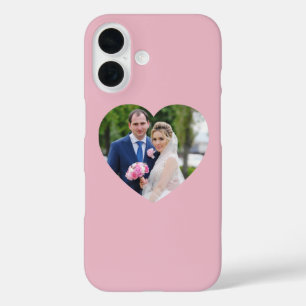 Herzförmiges Hochzeitsfoto Pink iPhone 16 Hülle