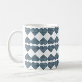 Herzförmiges Karo Blau Grau Kaffeetasse
