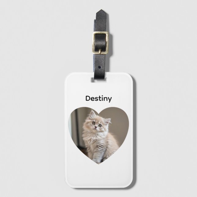 Herzförmiges Katzen-Design Gepäckanhänger (Vorderseite Vertikal)