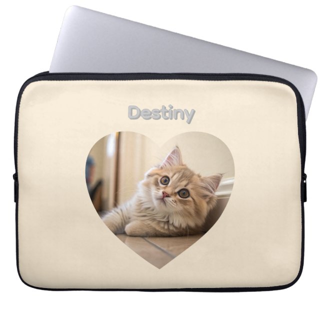 Herzförmiges Katzen-Design Laptopschutzhülle (Vorderseite)