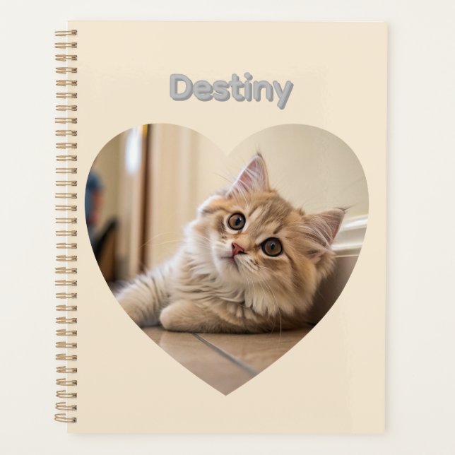 Herzförmiges Katzen-Design Planer (Vorderseite)