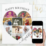 Herzfoto Collage 9 Bilderskriptname Geburtstag Karte<br><div class="desc">Sage "Happy Birthday" mit einer Liebe Herz Foto Collage, personalisiert Geburtstagskarte. Die Fotovorlage ist für Sie Set, um Ihre Bilder hinzuzufügen, und arbeitet in Reihen von oben bis unten. Die Foto-Collage enthält 9 Fotos, die in einer Mischung aus Portrait- und Landschaftsformaten dargestellt werden. Der Name wird in elegantem, handgeschriebenem Skript...</div>