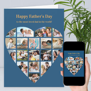 Herzfoto Collage Blue Personalisiert Vatertag Karte