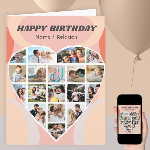 Herzfoto Collage Personalisiert Groovy Geburtstag Karte