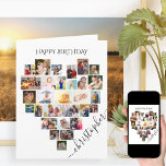 Herzfoto Collage Personalisiertes Drehbuch Geburts Karte<br><div class="desc">Sage "Happy Birthday" mit einer Liebe Herz Foto Collage, personalisiert Geburtstagskarte. Die Fotovorlage ist für Sie Set, um Ihre Bilder hinzuzufügen, und arbeitet in Reihen von oben bis unten. Die Foto-Collage enthält 29 Fotos, die in einer Mischung aus Portrait, Landschaft und Quadrat/Instragram-Formaten dargestellt werden. Der Name wird in elegantem, handgeschriebenem...</div>