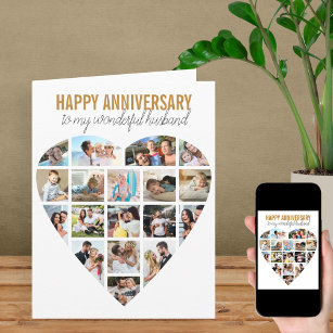 Herzfoto Collage Weiße Personalisierte Jahrestag Karte
