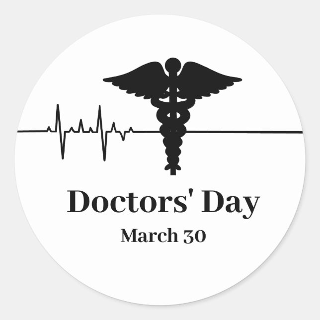 Herzfrequenz & Caduceus Doctor Name Aufkleber (Vorderseite)