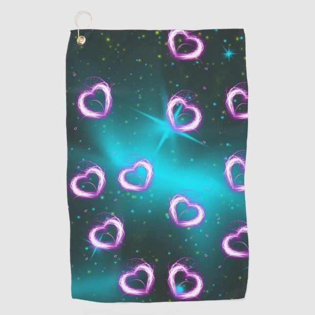 Herzgalaxie Golfhandtuch (Vorderseite)