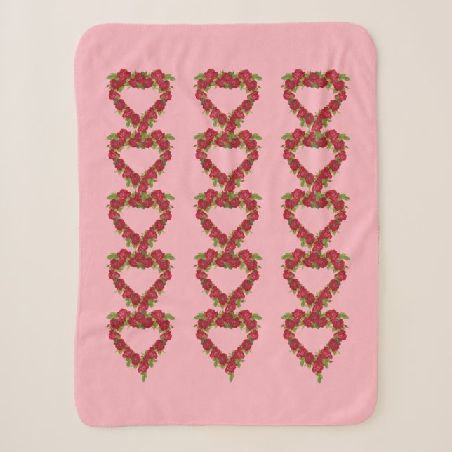 Herzgeformte Kränze von Rote Rosen Blätter Rosa Sherpadecke (Vorderseite)