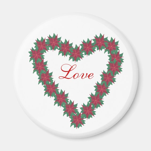 Herzgeformte Poinsettia-Blume-Magnete Magnet (Vorne)