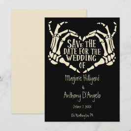 Herzgeformte Skeletthandschuhe Save the Date STD Einladung