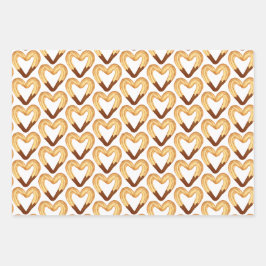 Herzgeformter Churro in Schokolade getaucht Geschenkpapier Set
