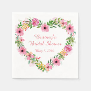 Herzgeformter rosa Blumenreath Serviette