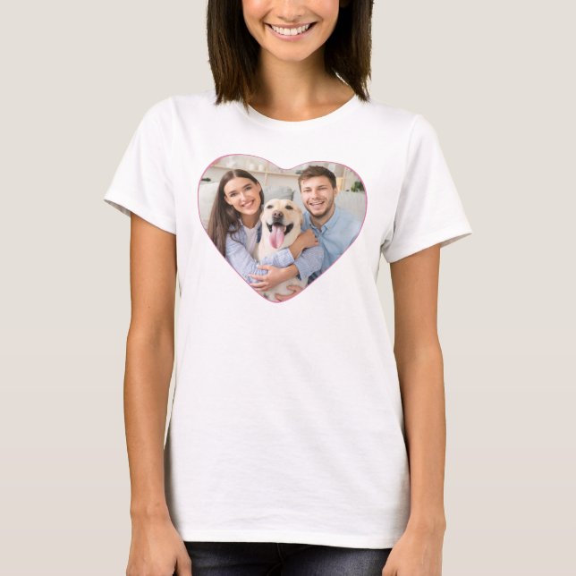 Herzgeformtes Foto - benutzerdefinierte Farbe T-Shirt (Vorderseite)