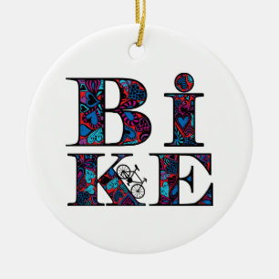 Herzgefüllter Fahrradtext Keramik Ornament
