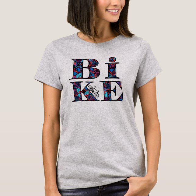 Herzgefüllter Fahrradtext T-Shirt (Vorderseite)