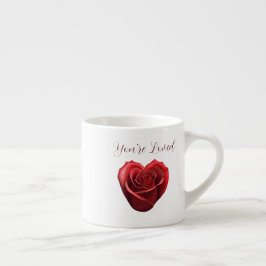 Herzgestalterische Rote Rose - du bist geliebt- Espressotasse
