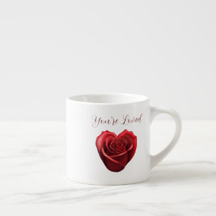 Herzgestalterische Rote Rose - du bist geliebt- Espressotasse