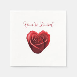 Herzgestalterische Rote Rose - du bist geliebt- Serviette
