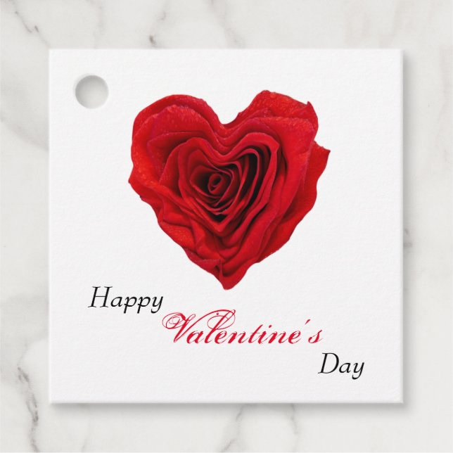 Herzgestalterische Rote Rose Valentinstag Geschenkanhänger (Vorderseite)