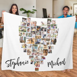 Herzgestaltete FotoCollage 51 Bilder Paare Fleecedecke